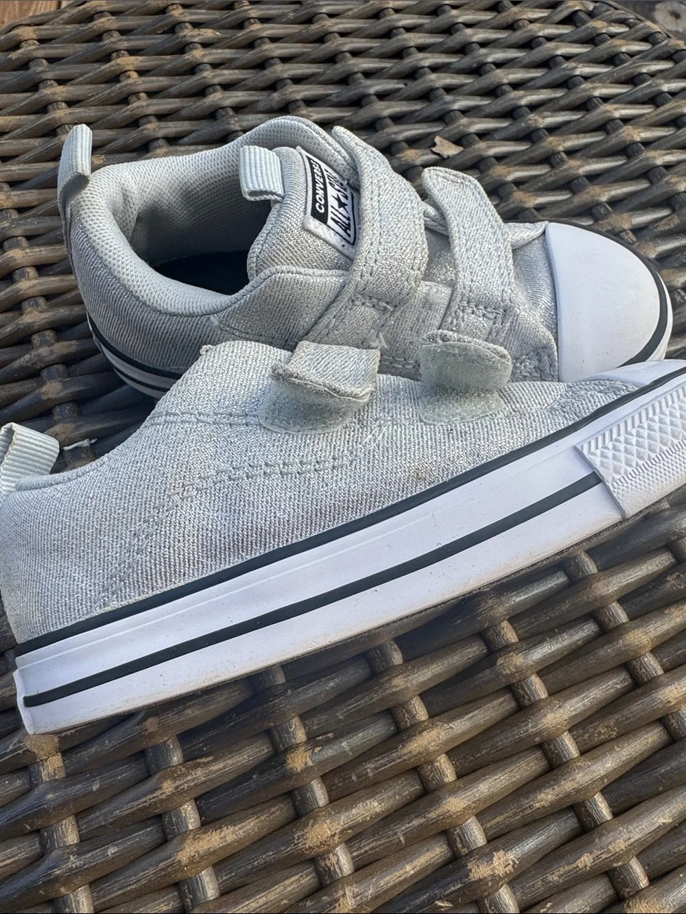 Converse Kids Gray Velcro Canvas Sneakers